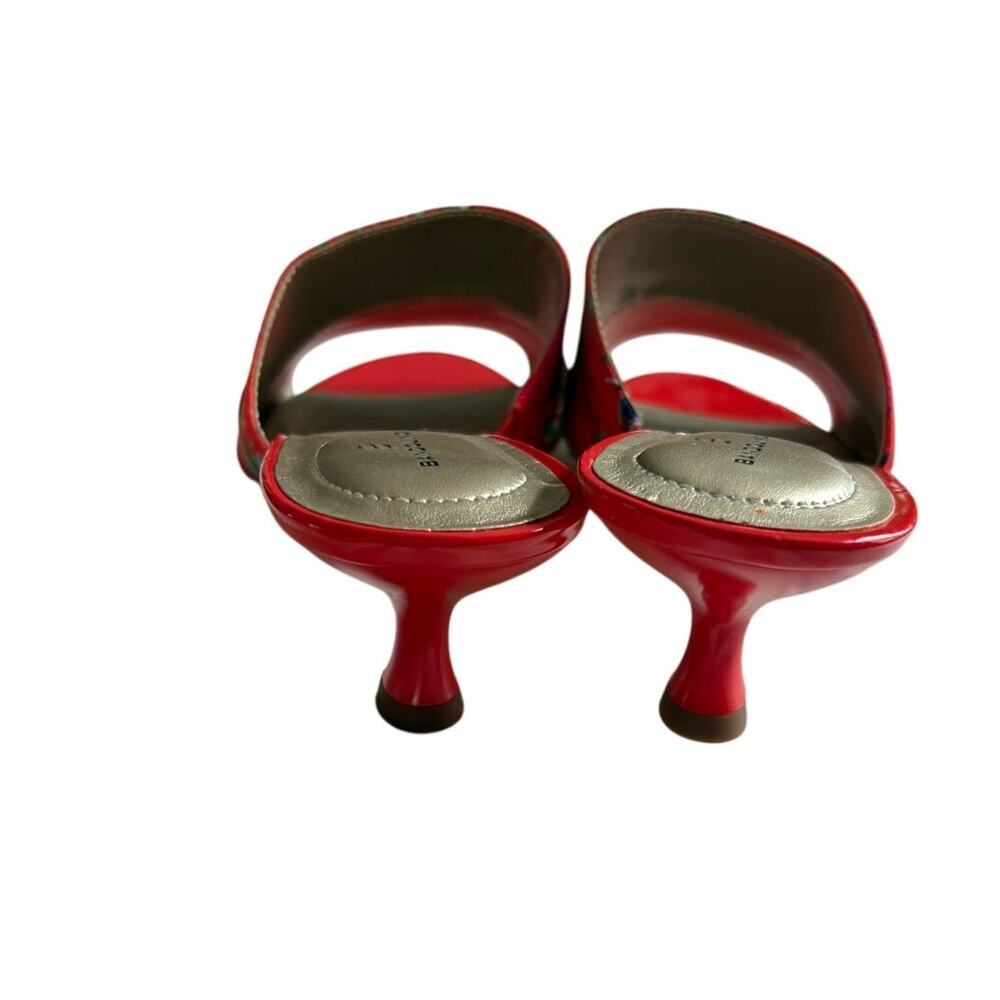 Bandolino Kitten Heel Slide Sandals Red Tropical Print Women's Size 9.5 - Picture 4 of 6